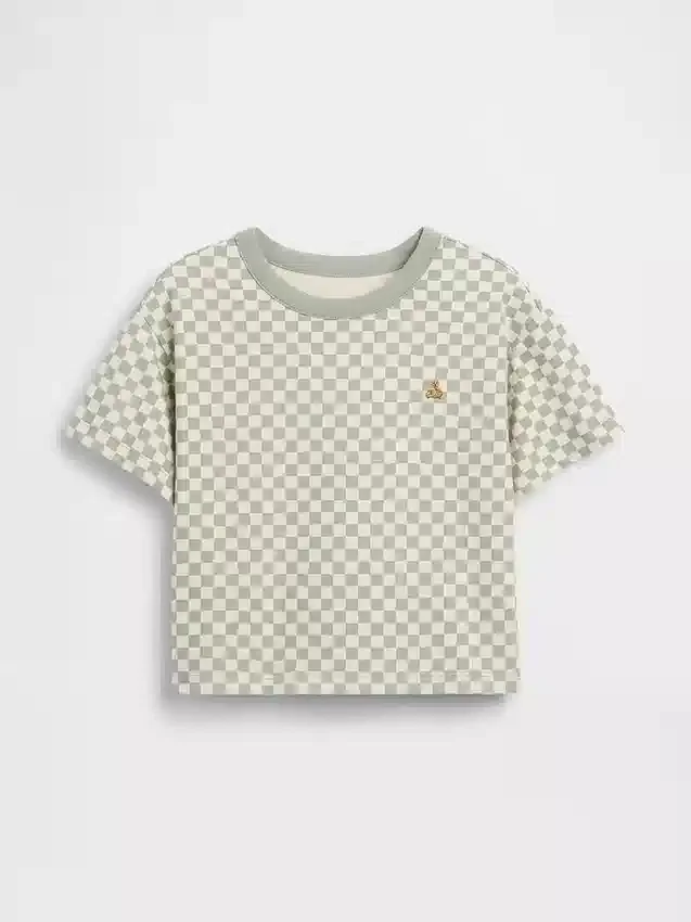 T-shirt w kratkę o luźnym kroju dla niemowląt i Maluchów