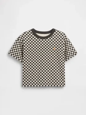 T-shirt w kratkę o luźnym kroju dla niemowląt i Maluchów