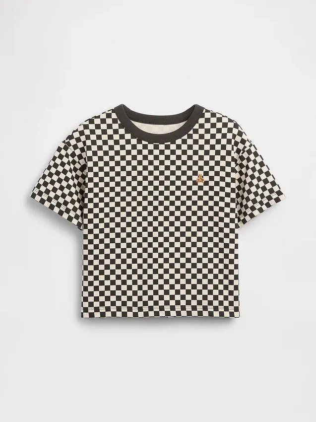 T-shirt w kratkę o luźnym kroju dla niemowląt i Maluchów