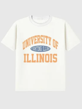 T-shirt w stylu vintage „Fighting Illini” Uniwersytetu Illinois