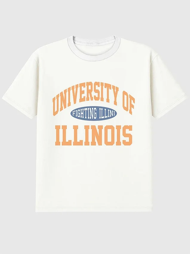 T-shirt w stylu vintage „Fighting Illini” Uniwersytetu Illinois