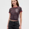T-shirt z bawełny organicznej „Stranger Things” w stylu vintage, o skróconym kroju