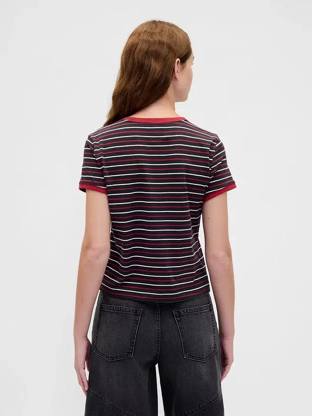 T-shirt z bawełny organicznej „Stranger Things” w stylu vintage, o skróconym kroju