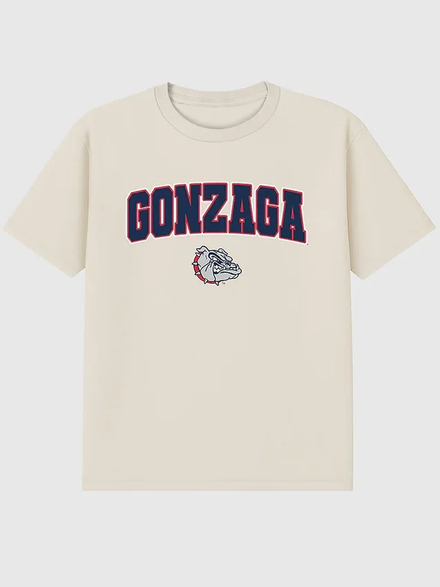 T-shirt z ciemnym nadrukiem przedstawiającym Arch Logo Uniwersytetu Gonzaga