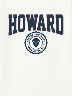 T-shirt z ciemnym nadrukiem przedstawiającym herb Uniwersytetu Howarda