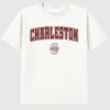 T-shirt z dodatkowym nadrukiem przedstawiającym Arch Logo College of Charleston w kształcie łuku