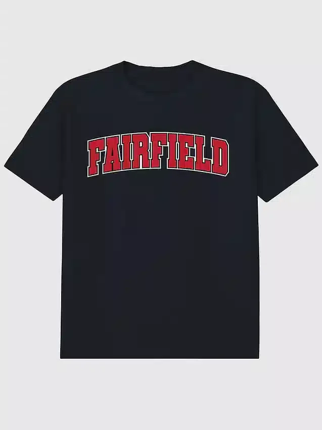 T-shirt z dodatkowym nadrukiem przedstawiającym Arch Logo Uniwersytetu Fairfield