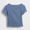 T-shirt z dzianiny prążkowanej typu pointelle dla niemowląt i Maluchów