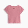 T-shirt z dzianiny prążkowanej typu pointelle dla niemowląt i Maluchów