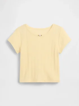 T-shirt z dzianiny prążkowanej typu pointelle dla niemowląt i Maluchów