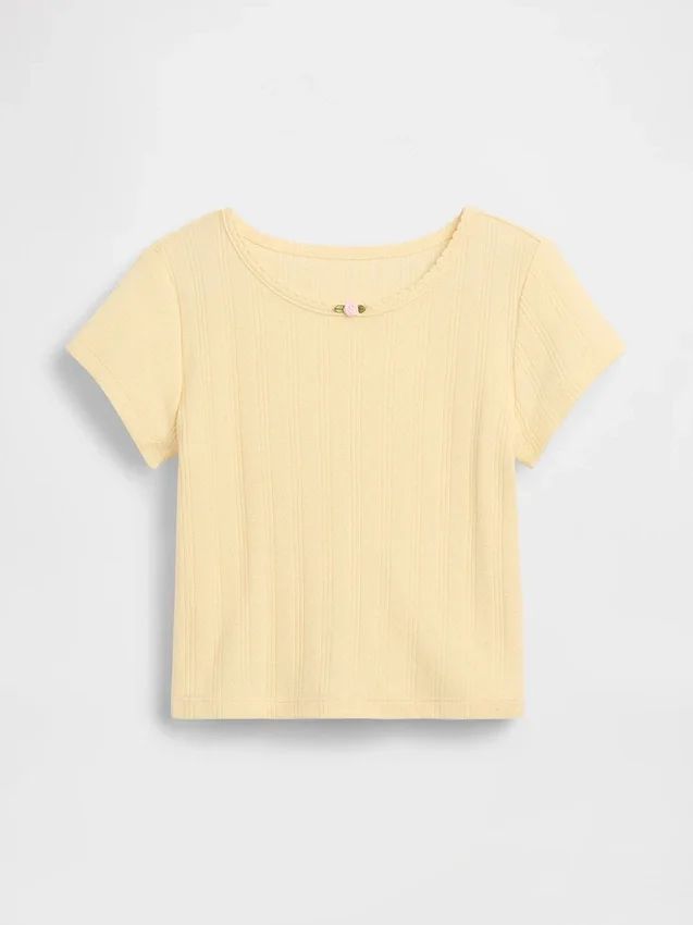 T-shirt z dzianiny prążkowanej typu pointelle dla niemowląt i Maluchów