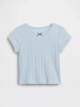 T-shirt z dzianiny prążkowanej typu pointelle dla niemowląt i Maluchów