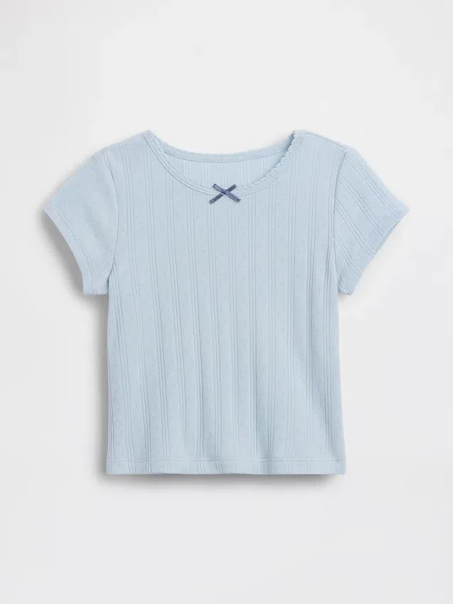 T-shirt z dzianiny prążkowanej typu pointelle dla niemowląt i Maluchów