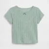 T-shirt z dzianiny prążkowanej typu pointelle dla niemowląt i Maluchów