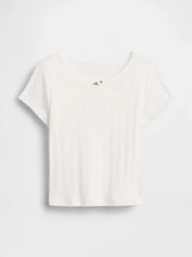T-shirt z dzianiny prążkowanej typu pointelle dla niemowląt i Maluchów