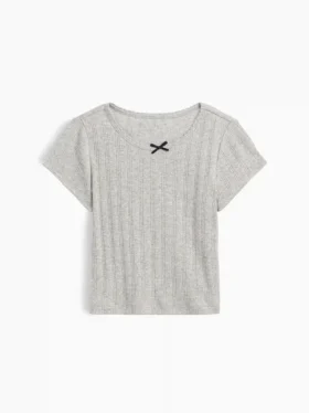 T-shirt z dzianiny prążkowanej typu pointelle dla niemowląt i Maluchów