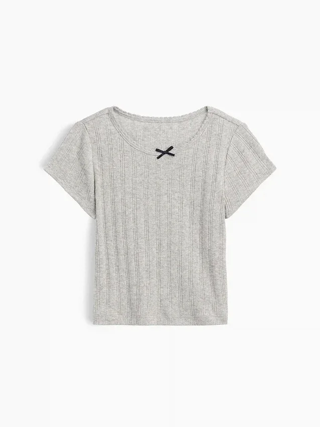 T-shirt z dzianiny prążkowanej typu pointelle dla niemowląt i Maluchów