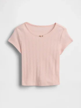 T-shirt z dzianiny prążkowanej typu pointelle dla niemowląt i Maluchów