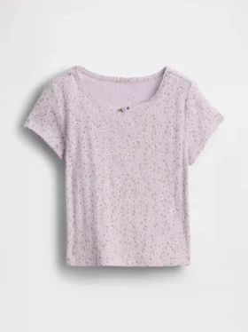 T-shirt z dzianiny prążkowanej typu pointelle dla niemowląt i Maluchów