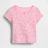 T-shirt z dzianiny prążkowanej typu pointelle dla niemowląt i Maluchów