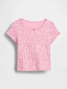 T-shirt z dzianiny prążkowanej typu pointelle dla niemowląt i Maluchów