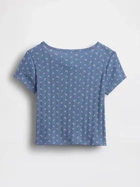 T-shirt z dzianiny prążkowanej typu pointelle dla niemowląt i Maluchów