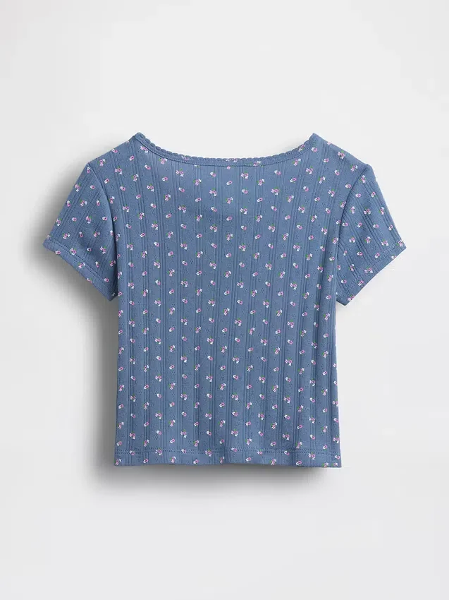 T-shirt z dzianiny prążkowanej typu pointelle dla niemowląt i Maluchów
