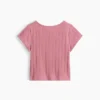T-shirt z dzianiny prążkowanej typu pointelle dla niemowląt i Maluchów
