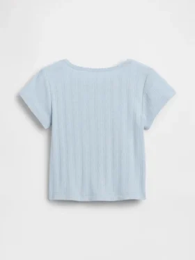 T-shirt z dzianiny prążkowanej typu pointelle dla niemowląt i Maluchów