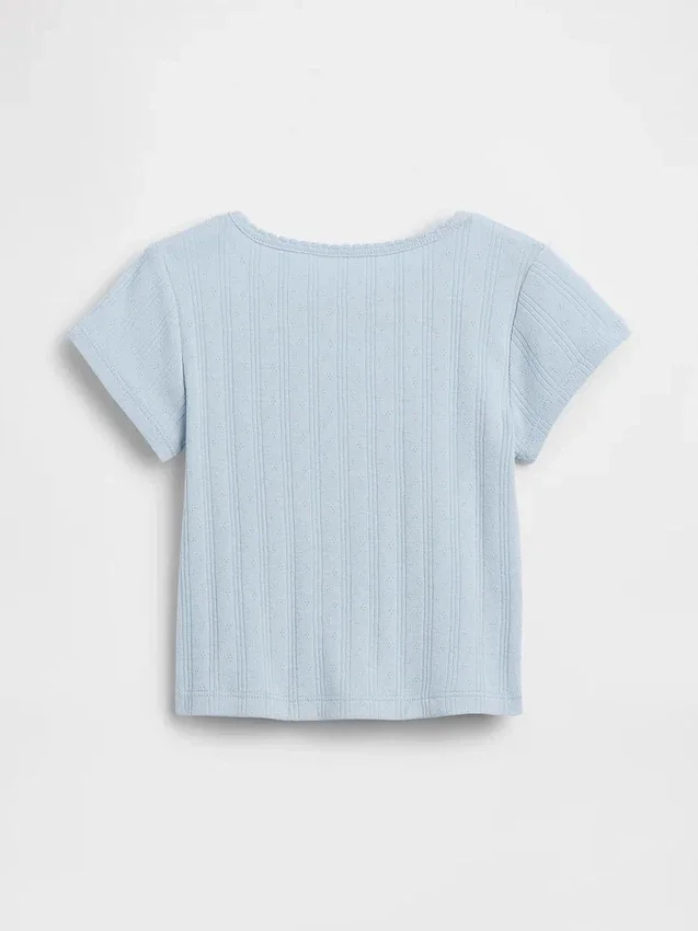 T-shirt z dzianiny prążkowanej typu pointelle dla niemowląt i Maluchów