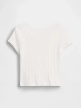 T-shirt z dzianiny prążkowanej typu pointelle dla niemowląt i Maluchów