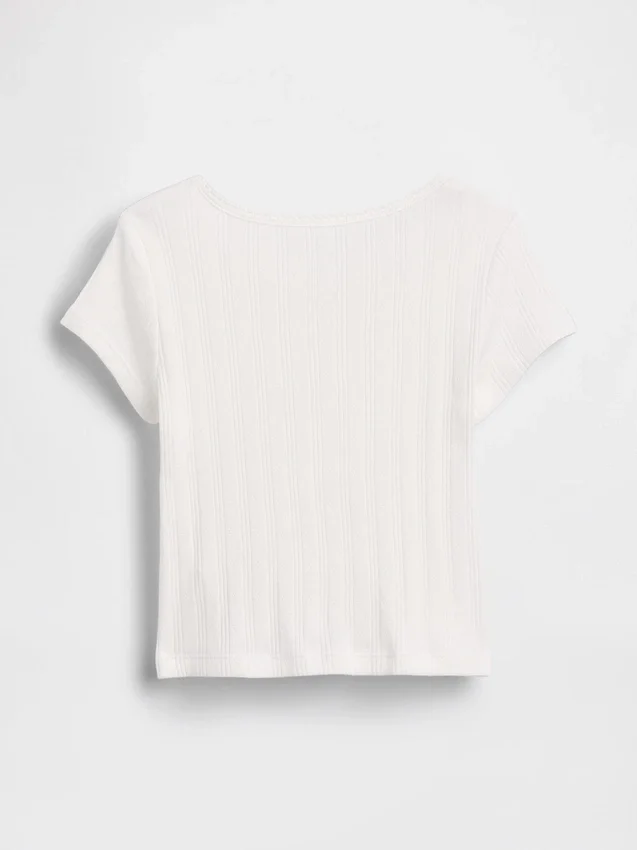 T-shirt z dzianiny prążkowanej typu pointelle dla niemowląt i Maluchów