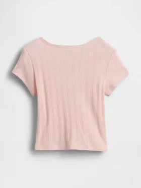 T-shirt z dzianiny prążkowanej typu pointelle dla niemowląt i Maluchów