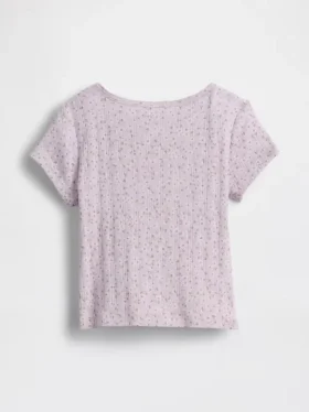 T-shirt z dzianiny prążkowanej typu pointelle dla niemowląt i Maluchów