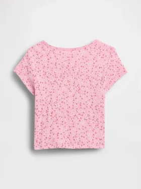 T-shirt z dzianiny prążkowanej typu pointelle dla niemowląt i Maluchów