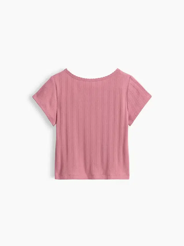 T-shirt z dzianiny prążkowanej typu pointelle dla niemowląt i Maluchów
