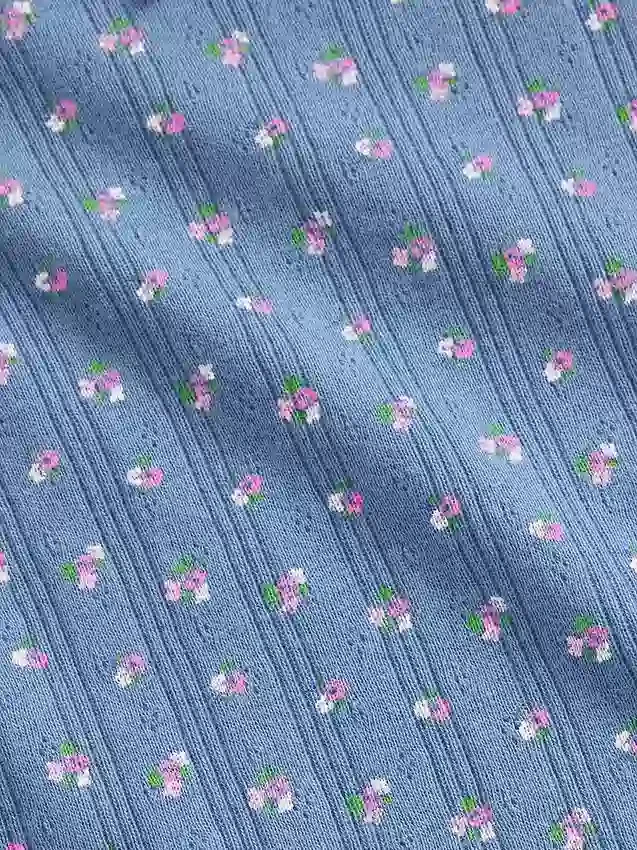 T-shirt z dzianiny prążkowanej typu pointelle dla niemowląt i Maluchów