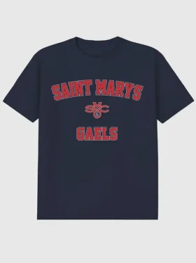 T-shirt z klasycznym nadrukiem kampusu Saint Mary’s College of California