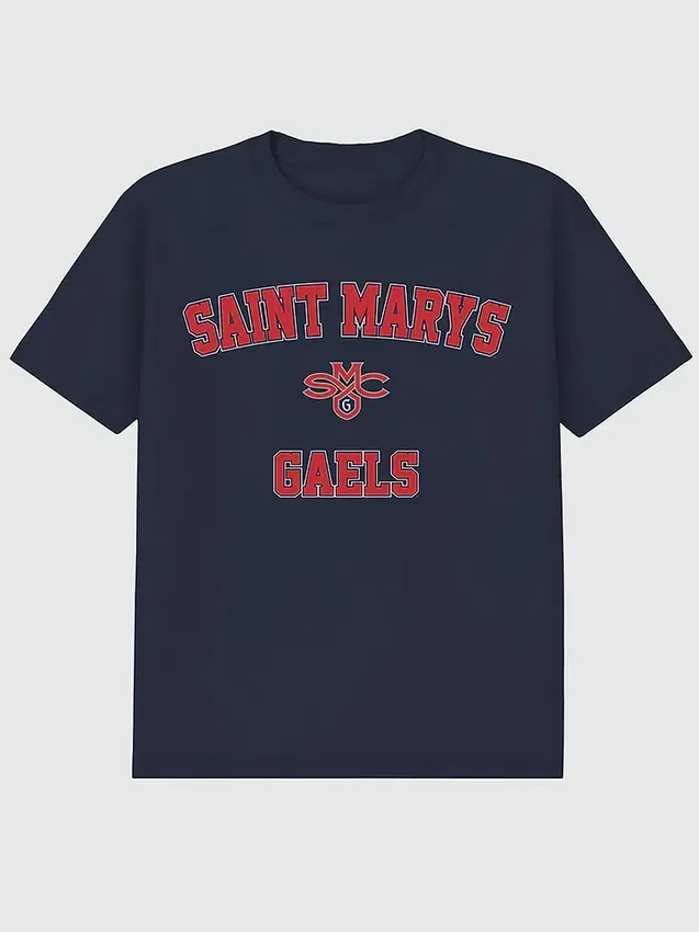 T-shirt z klasycznym nadrukiem kampusu Saint Mary’s College of California