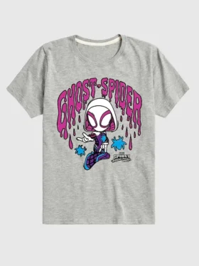 T-shirt z krótkim rękawem dla malucha z motywem „Marvel Scribble Ghost Spider” w wersji z szortami