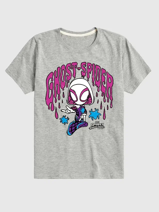 T-shirt z krótkim rękawem dla malucha z motywem „Marvel Scribble Ghost Spider” w wersji z szortami