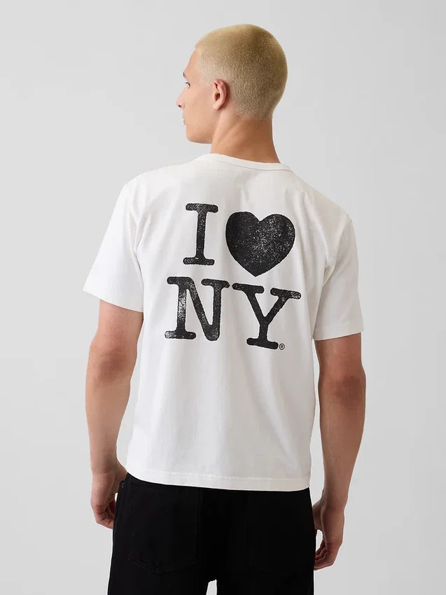 T-shirt z luźnym logo „I Heart NY”