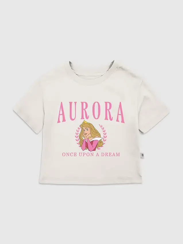 T-shirt z nadrukiem „Aurora” w stylu uniwersyteckim dla maluchów