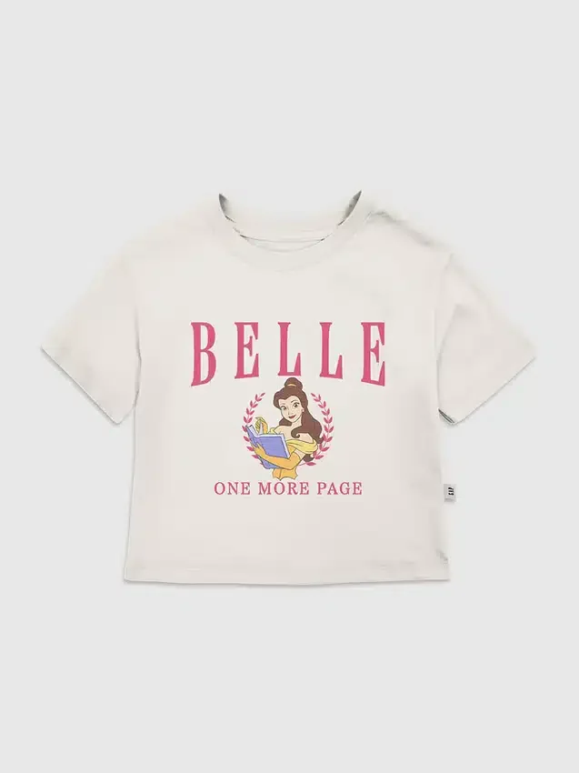 T-shirt z nadrukiem „Belle” w stylu uniwersyteckim dla maluchów