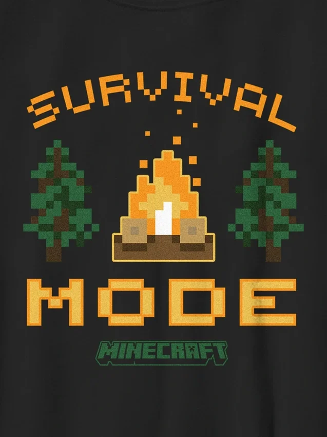 T-shirt z nadrukiem dla dzieci z motywem trybu przetrwania w grze „Minecraft”