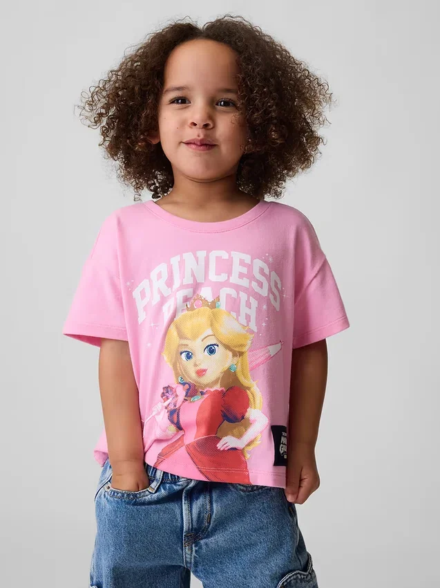 T-shirt z nadrukiem dla małych dziewczynek z motywem Księżniczki Peach