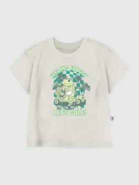 T-shirt z nadrukiem „Froggy Golfing” dla malucha
