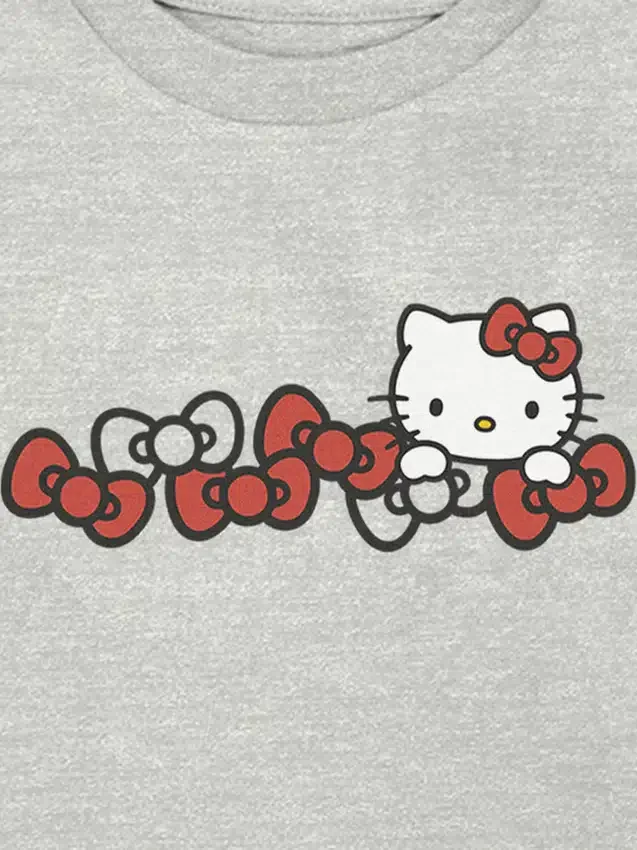 T-shirt z nadrukiem Hello Kitty z kokardkami dla małych dzieci