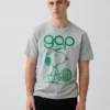 T-shirt z nadrukiem i logo Snoopy w luźnym kroju
