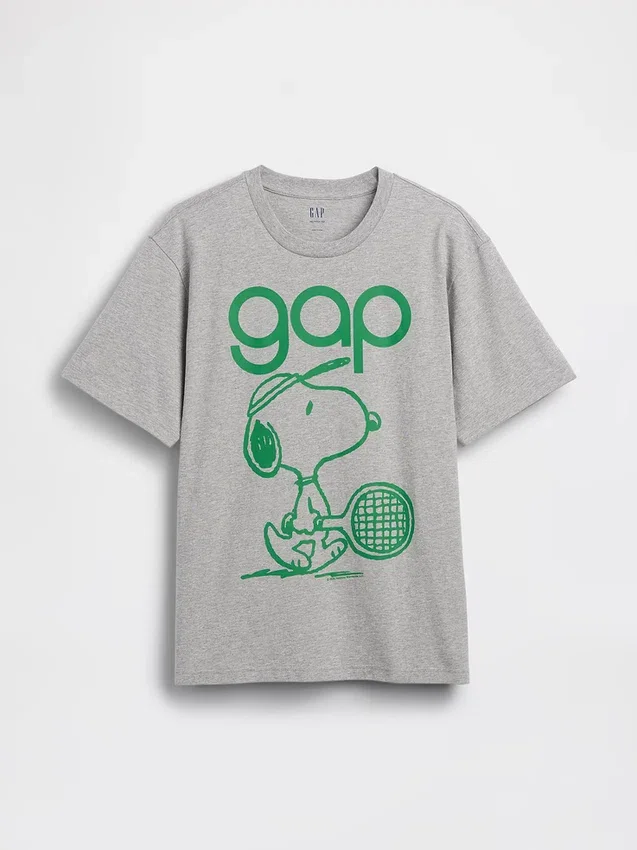 T-shirt z nadrukiem i logo Snoopy w luźnym kroju